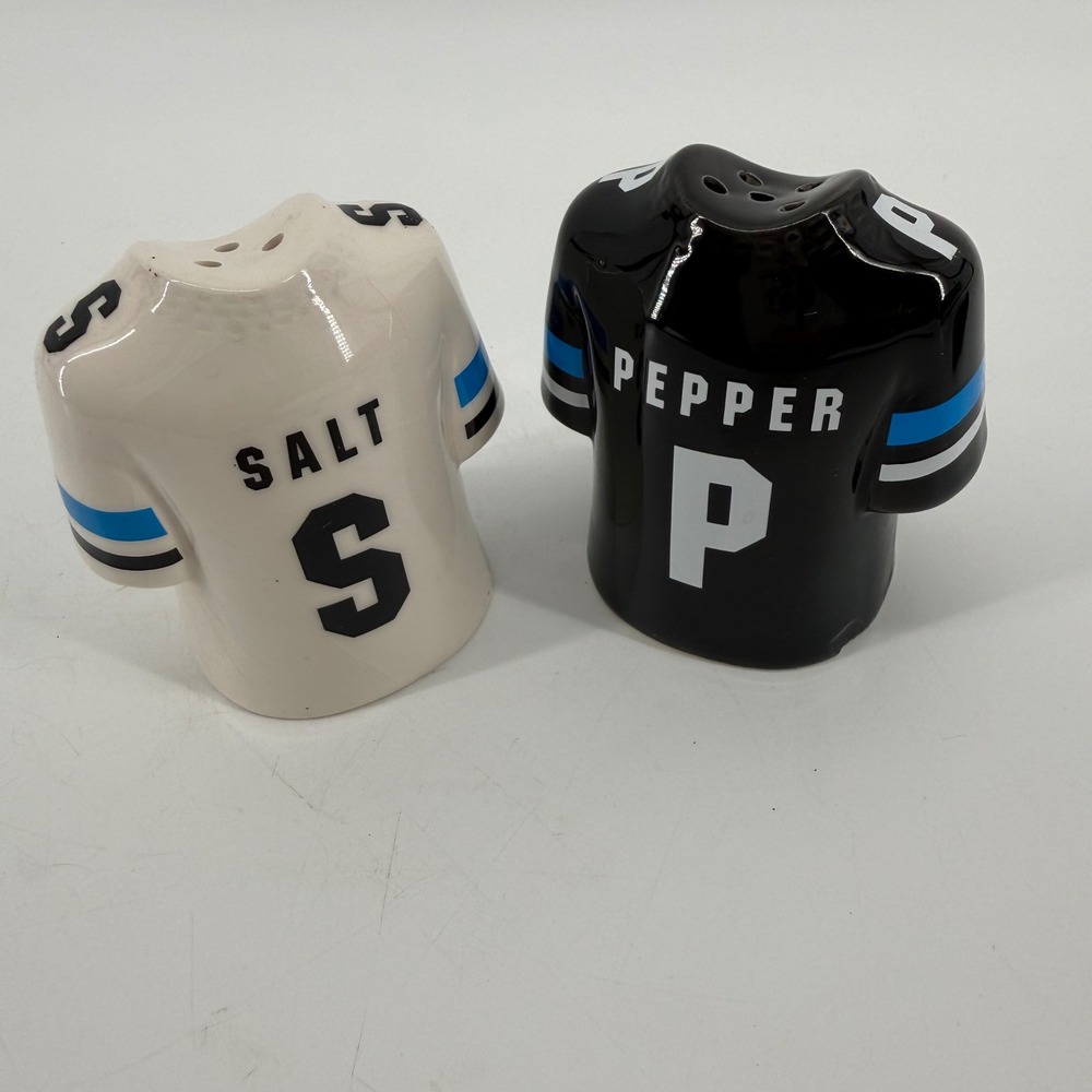 Carolina Panthers NFL Jersey Salt and Pepper Shaker Set Ceramic Black White - Picture 4 of 7